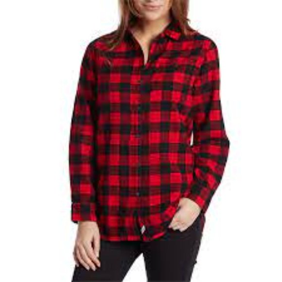 Woolrich Red Buffalo Check Pemberton Boyfriend Flannel Shirt Size S - Picture 1 of 11